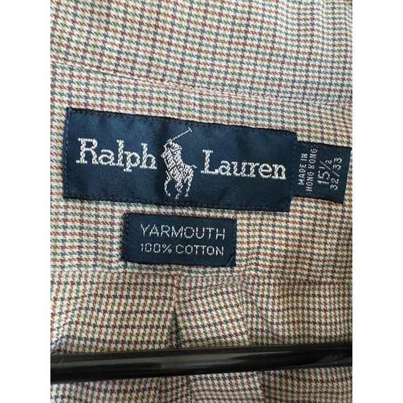Ralph Lauren Yarmouth Button Down Shirt Men 15 1/2 32/33 Long Sleeve Houndstooth - Picture 3 of 5
